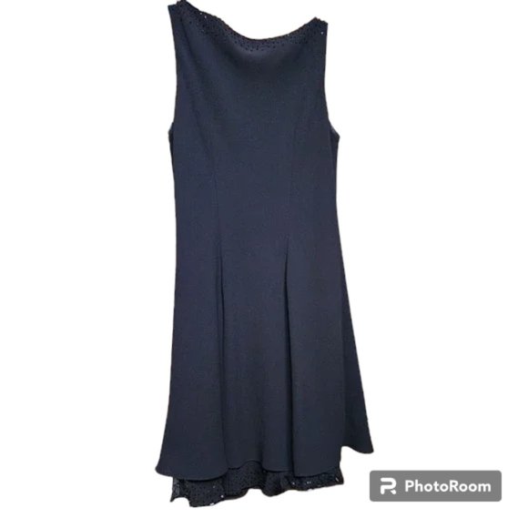 Jones New York Black Sleeveless Embellished Cocktail Dress Size 6P Silk Designer - Picture 4 of 6